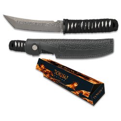 ΜΑΧΑΙΡΙ TOKISU Damask knife 15.30cm CNC. Leather sheath, 32623