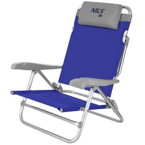 Πτυσσόμενη Καρέκλα/Ξαπλώστρα Παραλίας Αλουμινίου NILS CAMP NC3502 με Ανάκλιση 7 θέσεων Μπλε/Γκρι