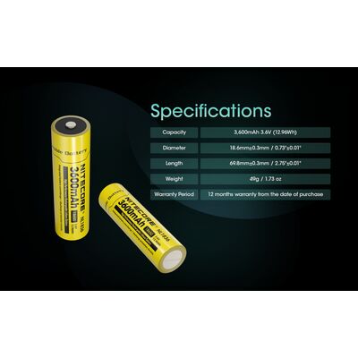 ΜΠΑΤΑΡΙΑ NITECORE 18650 / 3600mAh (τιμή τεμαχίου), NL1836