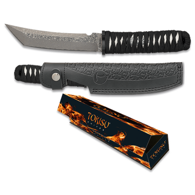 ΜΑΧΑΙΡΙ TOKISU Damask knife 15.30cm CNC. Leather sheath, 32623