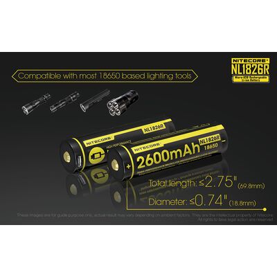 ΜΠΑΤΑΡΙΑ NITECORE 18650 / 2600mAh/Micro USB