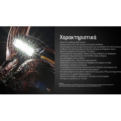 ΦΑΚΟΣ LED NITECORE HEADLAMP HA15 UHE, Lightweight, 400Lumens