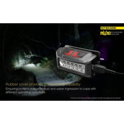ΦΑΚΟΣ LED NITECORE HEADLAMP NU10, Black+Black Headband_
