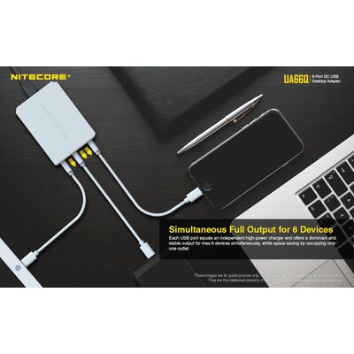 ΤΡΟΦΟΔΟΤΙΚΟ USB, NITECORE UA66Q desktop adaptor, 5V/10A, 68w Max,  High speed charging