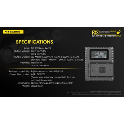 ΦΟΡΤΙΣΤΗΣ NITECORE FX3 για Fujifilm