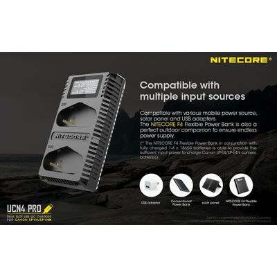 ΦΟΡΤΙΣΤΗΣ NITECORE UCN4 PRO για CANON LP-E4, LP-E4N, LP-E19