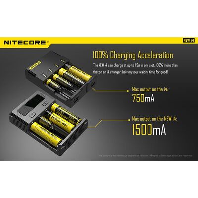 ΦΟΡΤΙΣΤΗΣ NITECORE i4, Τεσσάρων Θέσεων, New