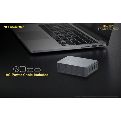 ΤΡΟΦΟΔΟΤΙΚΟ USB, NITECORE UA55Q desktop adaptor, 5V/10A, 50w Max,  High speed charging