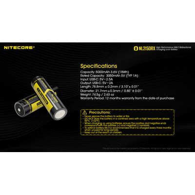 ΜΠΑΤΑΡΙΑ NITECORE 21700/ 5000mAh/ RX , USB-C