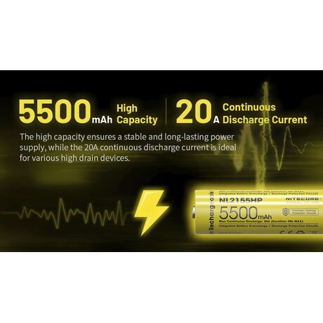 ΜΠΑΤΑΡΙΑ NITECORE 21700 / 5500mAh (τιμή τεμαχίου), NL2155HP