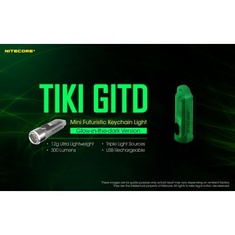 ΦΑΚΟΣ LED NITECORE TIKI GITD, Glow-In-The-Dark, USB-C, 300 lumens