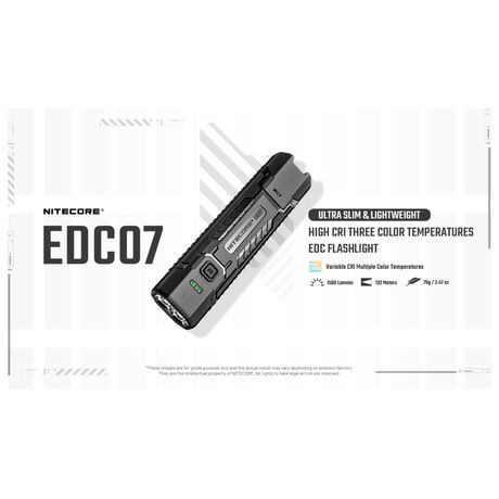 ΦΑΚΟΣ LED NITECORE EDC07, Ultra Slim and Lightweght , 1500lm, Black