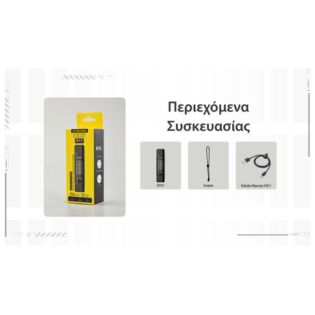 ΦΑΚΟΣ LED NITECORE EDC07, Ultra Slim and Lightweght , 1500lm, Black