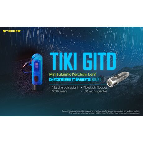 ΦΑΚΟΣ LED NITECORE TIKI GITD Blue, Glow-In-The-Dark, USB-C, 300 lumens