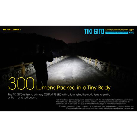ΦΑΚΟΣ LED NITECORE TIKI GITD Blue, Glow-In-The-Dark, USB-C, 300 lumens