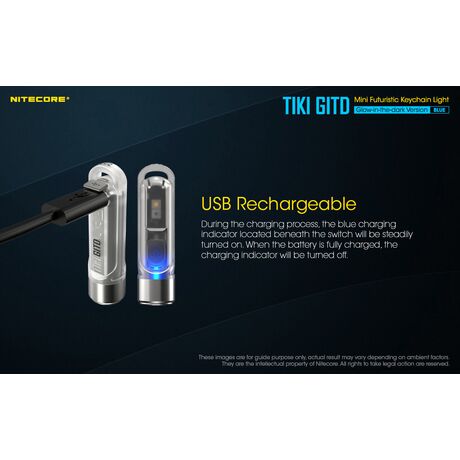 ΦΑΚΟΣ LED NITECORE TIKI GITD Blue, Glow-In-The-Dark, USB-C, 300 lumens