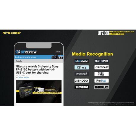 ΜΠΑΤΑΡΙΑ NITECORE for SONY UFZ-100, 7.2V , 2250mAh, 16.2Wh