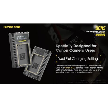 ΦΟΡΤΙΣΤΗΣ NITECORE UCN5 - Για μπαταρίες Canon LP-E17