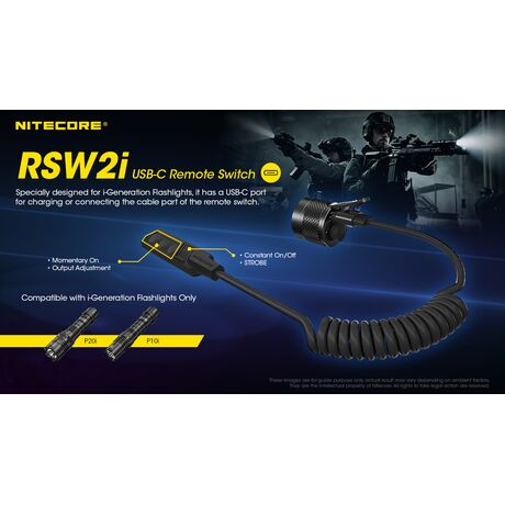 ΔΙΑΚΟΠΤΗΣ ΜΕ ΣΠΙΡΑΛ, NITECORE, RSW2i, for P30i, I4000R, P20i. P10i,P20ix,P10ix