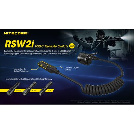 ΔΙΑΚΟΠΤΗΣ ΜΕ ΣΠΙΡΑΛ, NITECORE, RSW2i, for P30i, I4000R, P20i. P10i,P20ix,P10ix