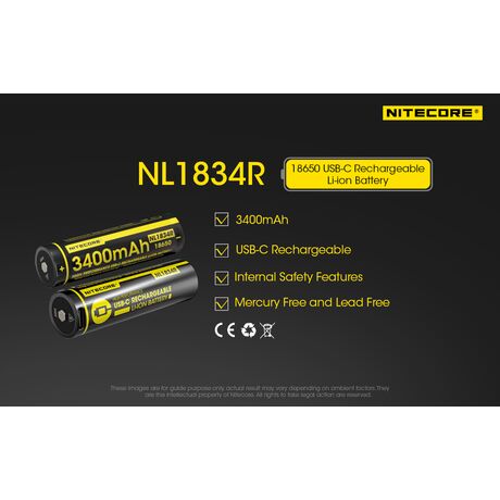 ΜΠΑΤΑΡΙΑ NITECORE 18650 / 3400mAh/USB-C